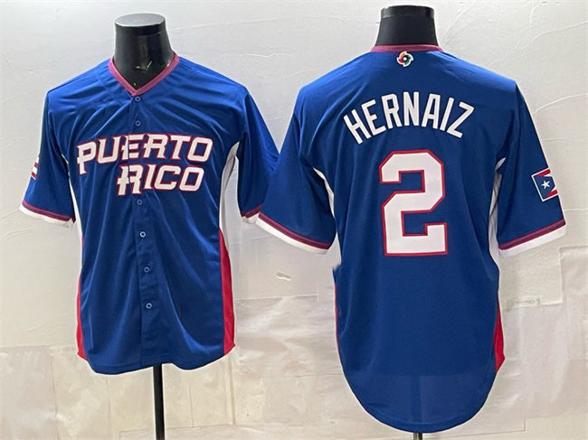 Puerto Rico Baseball #2 Darell Hernaiz Royal 2026 World Baseball Classic Road Stadium Stitched Baseball Jersey