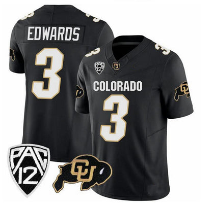 #3 EDWAROS C.Buffaloes Original Retro Brand NIL Football Player Jersey – Black Stitched American College Jerseys