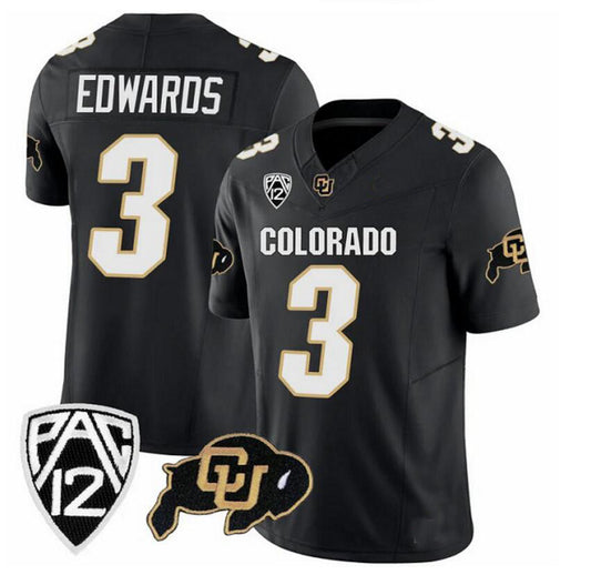 #3 EDWAROS C.Buffaloes Original Retro Brand NIL Football Player Jersey – Black Stitched American College Jerseys