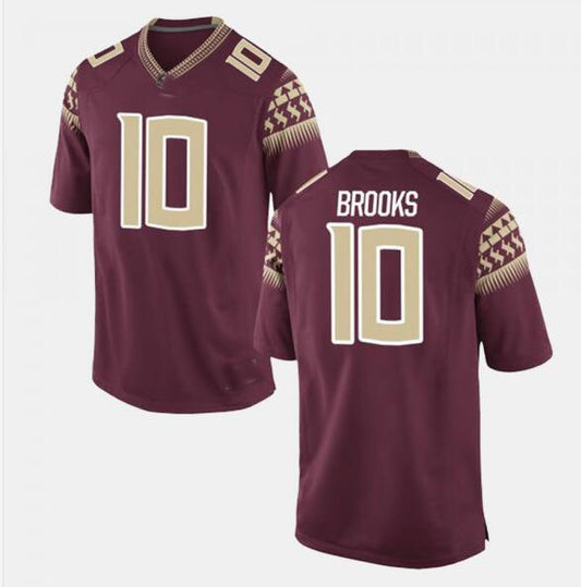 #10 BROOKS F.State Seminoles Game Jersey  Garnet Stitched American College Jerseys