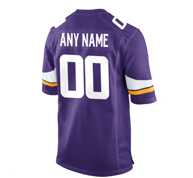 Custom MN.Vikings Purple Game Jersey Stitched Jerseys Football Jerseys