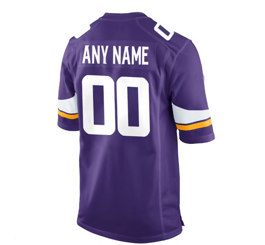 Custom MN.Vikings Purple Game Jersey Stitched Jerseys Football Jerseys