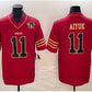 SF.49ers #11 Brandon Aiyuk 75th Anniversary Alternate Red Stitched Game Football Jersey