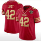 SF.49ers #42 Ronnie Lott Red 75th Scarlet Game Player Jersey Stitched American Football Jerseys