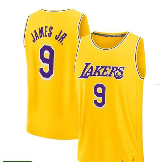 LA. Lakers #9 Bronny James Jr. Yellow 2024 Draft Icon Edition Stitched Basketball Jersey