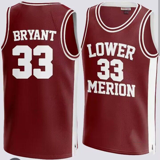 Lower Merion #33 Kobe Bryant Red High School Retro Stitched Basketball Jersey