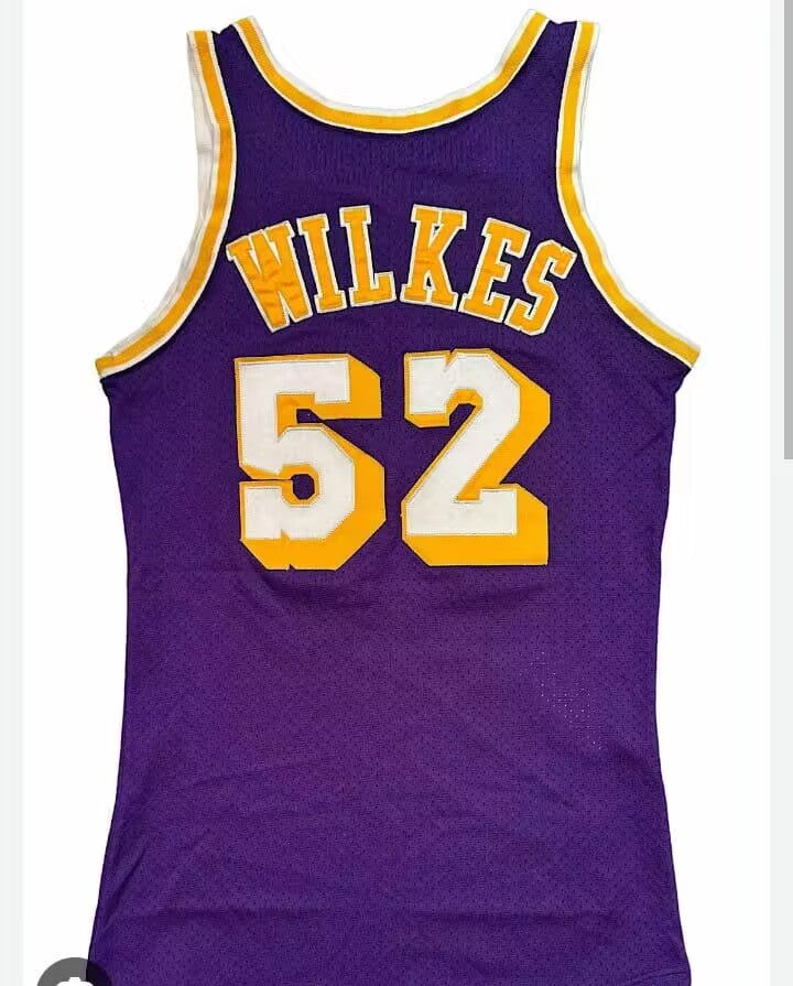 LA.Lakers #52 Jamaal Wilkes Purple 1980 Game American Basketball Jersey