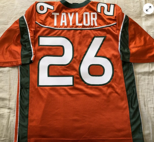 M.Hurricanes #26 Sean Taylor 2001-03 authentic orange jersey Big East patch American Stitched College Jerseys