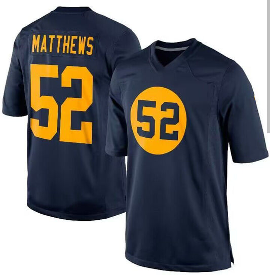 GB.Packers #52 Clay Matthews Throwback Limited Jersey - Navy Blue American Football Jerseys