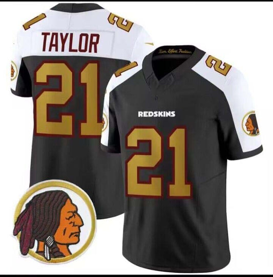 W.Redskins #21 Sean Taylor Throwback Vapor Black Gold Trim Jersey – All Stitched American Football Jerseys