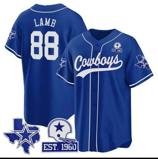 Cowboys #88 CeeDee Lamb Royal Texas Patch Baseball Jersey – All Stitched Baseball Jersey