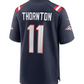 NE.Patriots #11 Tyquan Thornton Navy Game Player Jersey Stitched American Football Jerseys