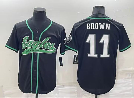 P.Eagles #11 A.J. Brown Black Stitched Baseball Jerseys