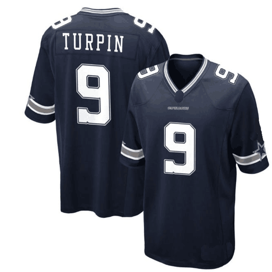 D.Cowboys #9 KaVontae Turpin Navy Game Team Jersey Stitched American Football Jerseys