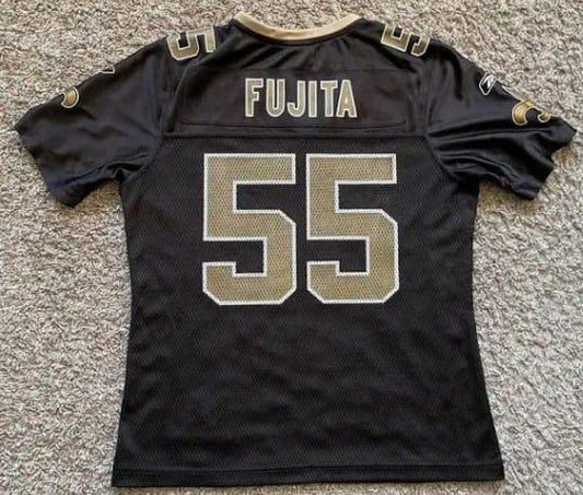 NO.Saints #55 Scott Fujita Black Stitched American Football Jerseys