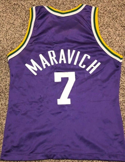NO.Jazz #7 Pete Maravich Champion - Purple Stitched American Basketball Jersey
