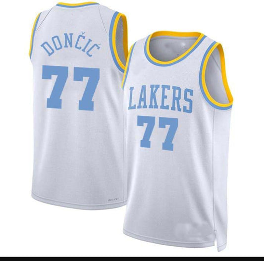 LA.Lakers #77 Luka Dončić Unisex 2023/24 Swingman Pro Jersey – Classic Edition – White Stitched American Basketball Jersey