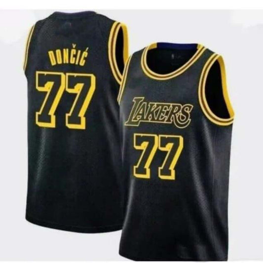 LA.Lakers #77 Luka Dončić Statement Edition Swingman Jersey - Black Stitched American Basketball Jersey