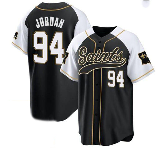 NO.Saints #94 Cameron Jordan Black 1987 Legacy Stitched Stitched Baseball Jersey