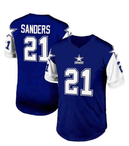 D.Cowboys #21 Deion Sanders Mitchell & Ness Navy 1995 Legacy Replica  Stitched American Football Jerseys
