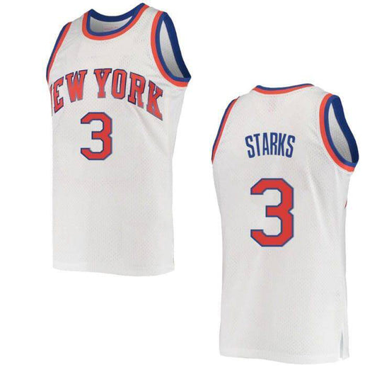 NY.Knicks #3 John Starks White 1985-86 Hardwood Classics Swingman Stitched American Basketball Jersey