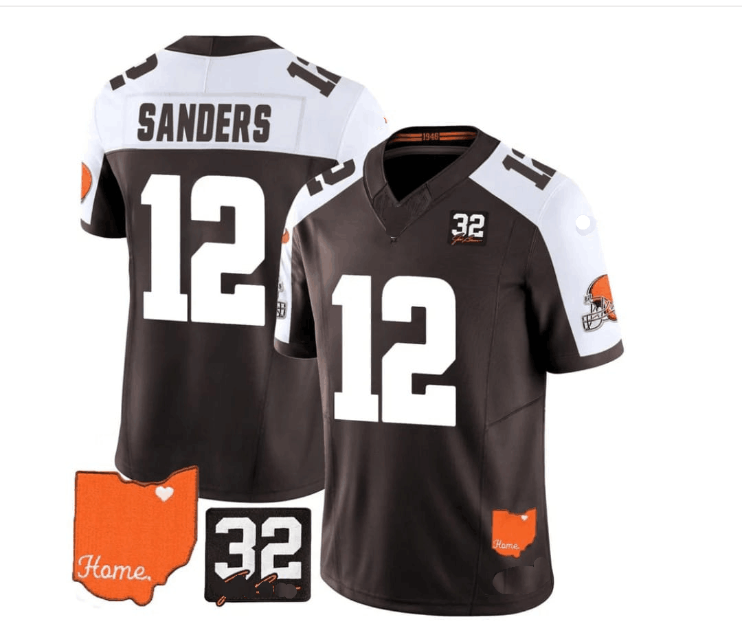 C.Browns #12 Shedeur Sanders  Brown/White 2023 Memorial Stitched American Football Jerseys