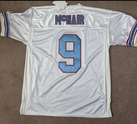 T.Oilers #9 Steve McNair 1997 Mitchell & Ness Game-Worn White Stitched American Football Jerseys
