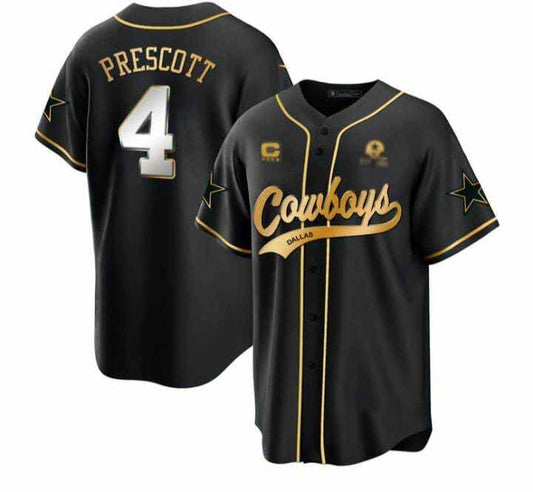 Cowboys #4 Dak Prescott  Black Stitched Baseball Jersey