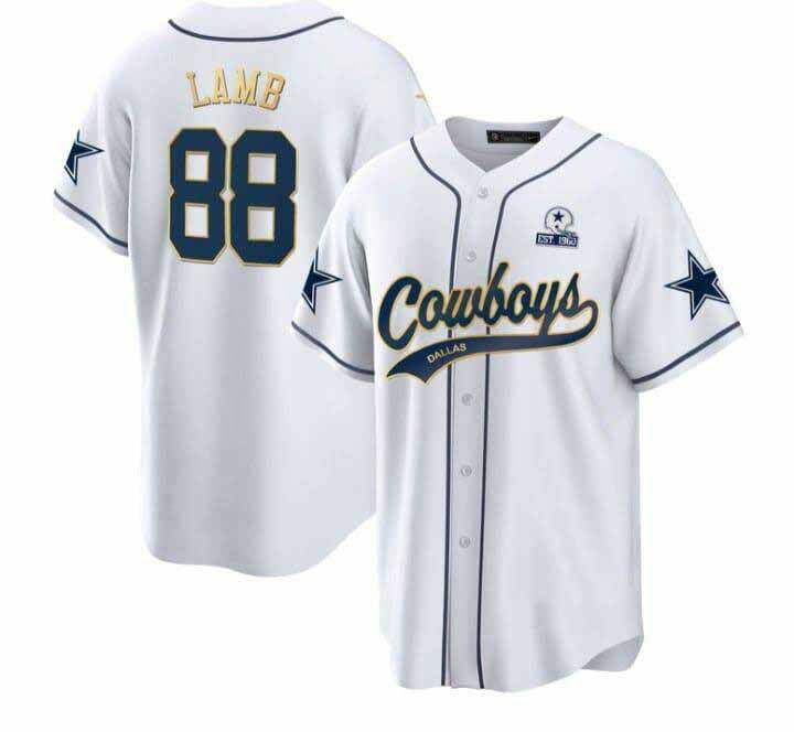 Cowboys #88 CeeDee Lamb White Stitched Baseball Jersey