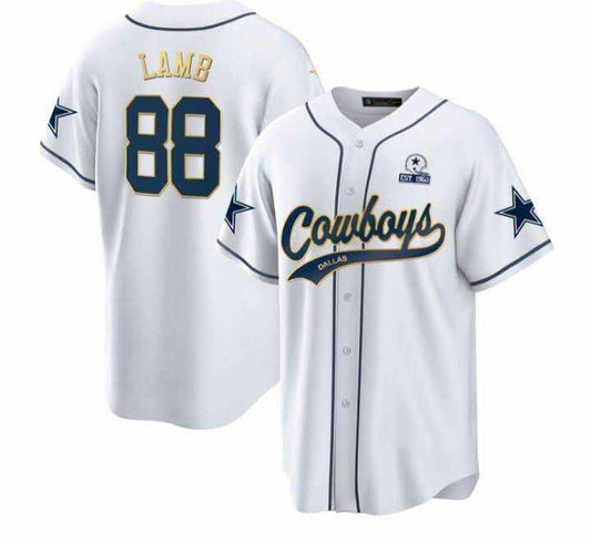 Cowboys #88 CeeDee Lamb White Stitched Baseball Jersey