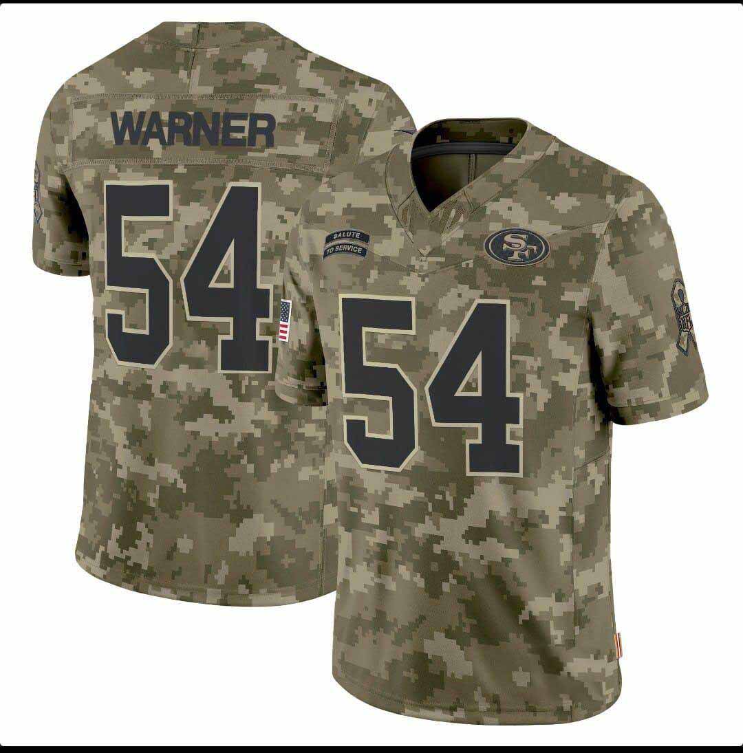 SF. 49ers #54 Fred Warner Camo Salute to Service Limited Stitched American Football Jersey