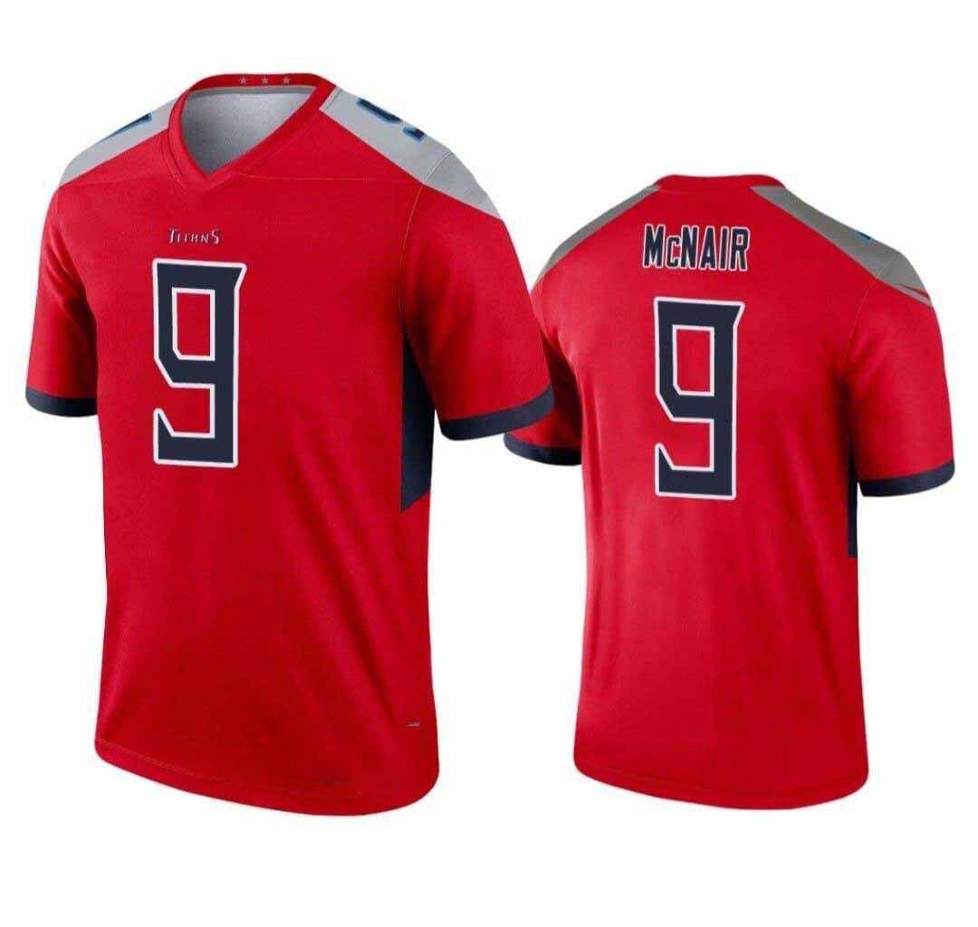 T.Titans #9 Steve McNair Red Inverted Legend Stitched American Football Jersey