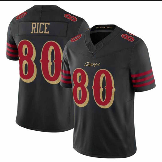 SF.49ers #80 Jerry Rice Black 2025 “Rivalries” Vapor Limited Stitched American Football Jersey