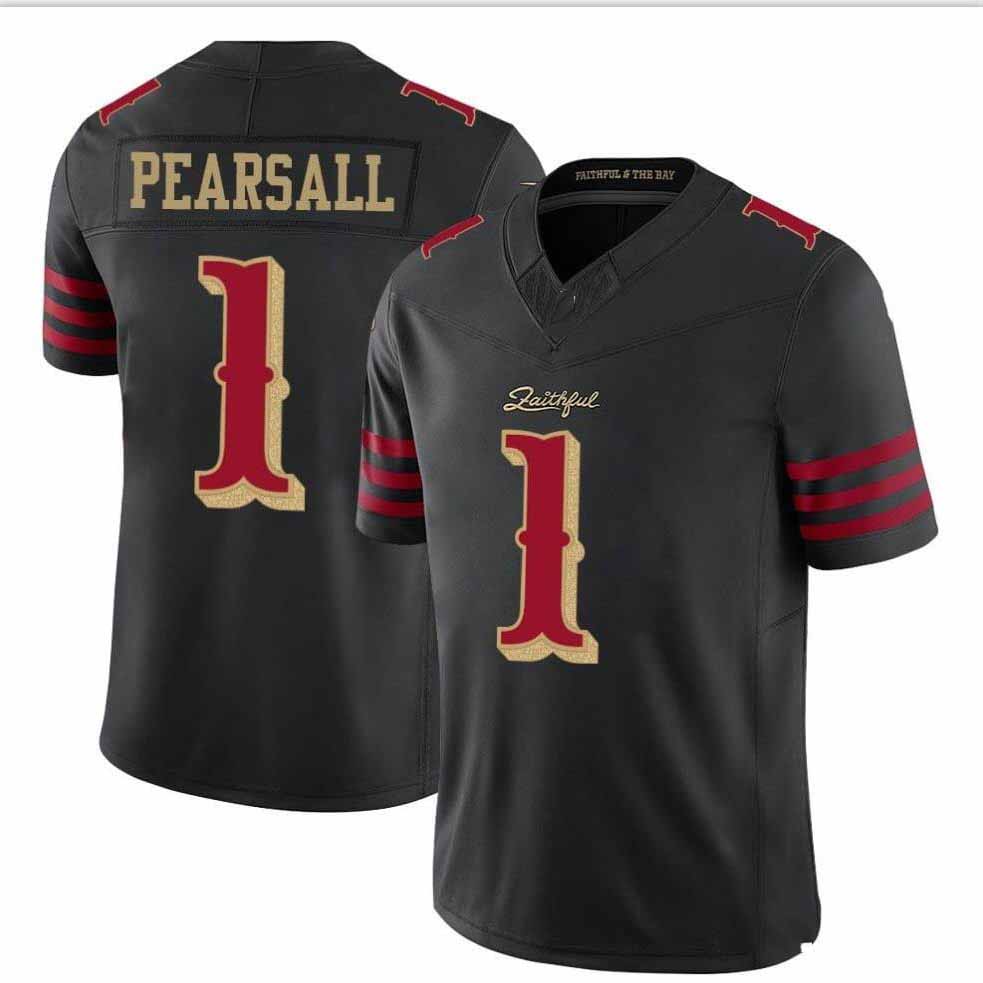 SF.49ers #1 Ricky Pearsall 2025 Rivalries Collection Limited Jersey - Black Stitched American Football Jerseys