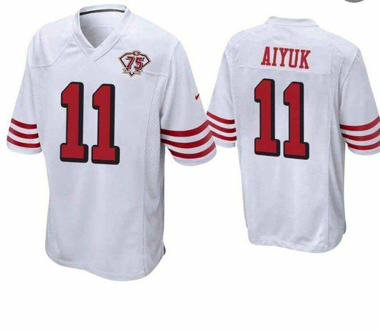 SF.49ers #11 Brandon Aiyuk White 75th Anniversary 2nd Alternate Game Stitched American Football Jerseys