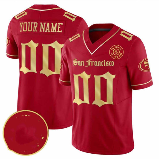 Custom SF.49ers Red Limited Jersey - All Stitched American Football Jerseys
