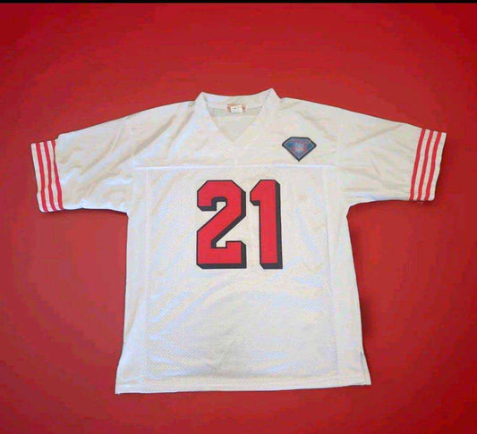 SF.49ers #21 Deion Sanders Mitchell & Ness White 1994 Authentic American Football Jerseys