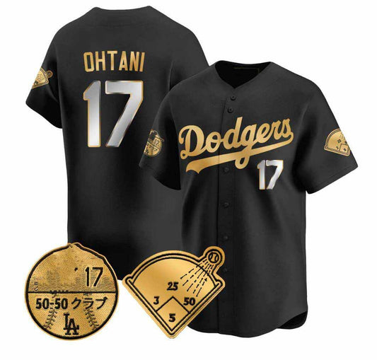 Los Angeles Dodgers #17 Shohei Ohtani Black Gold Limited Stitched Baseball Jersey