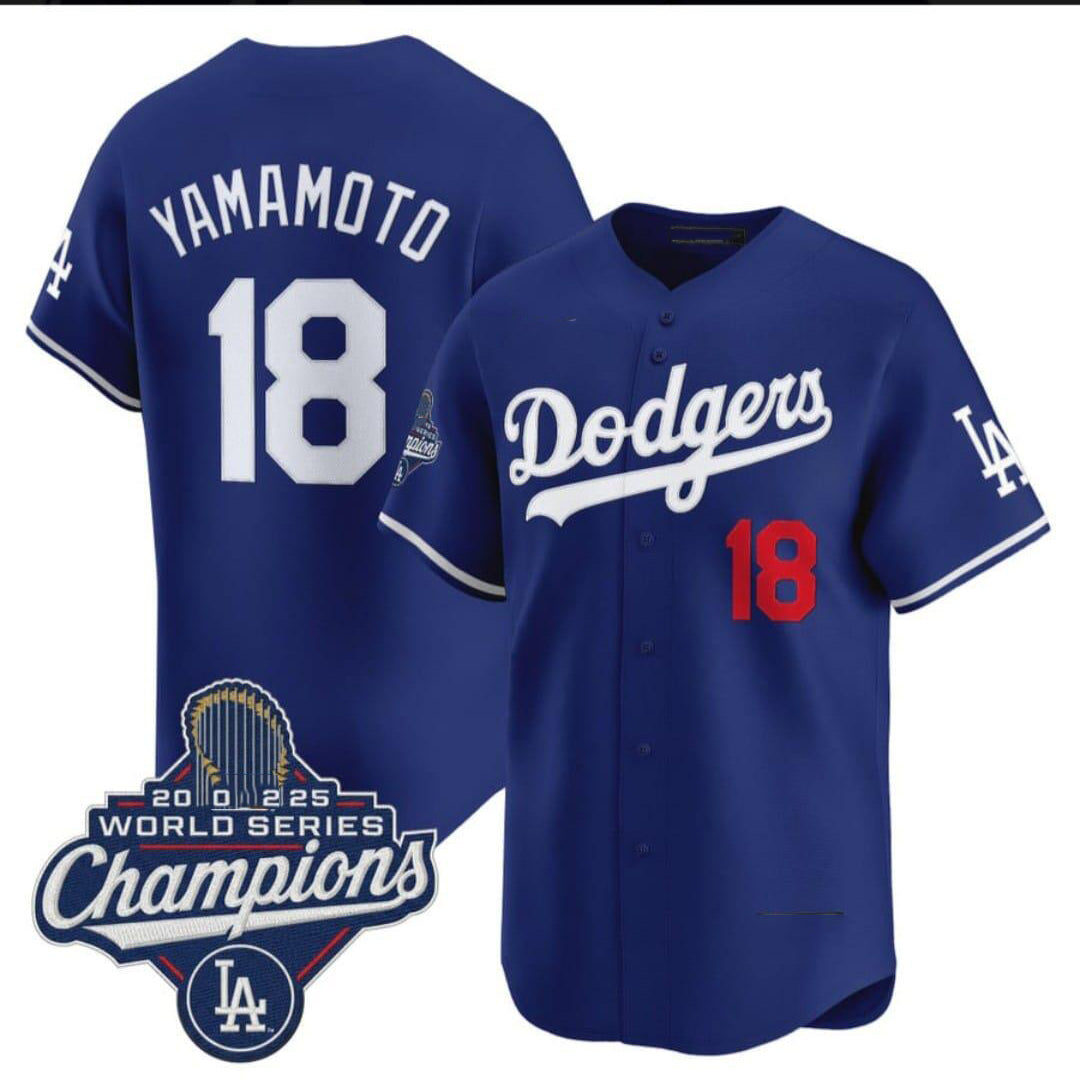 Los Angeles Dodgers #18 Yoshinobu Yamamoto White 2025 Champions Stitched Baseball Jersey