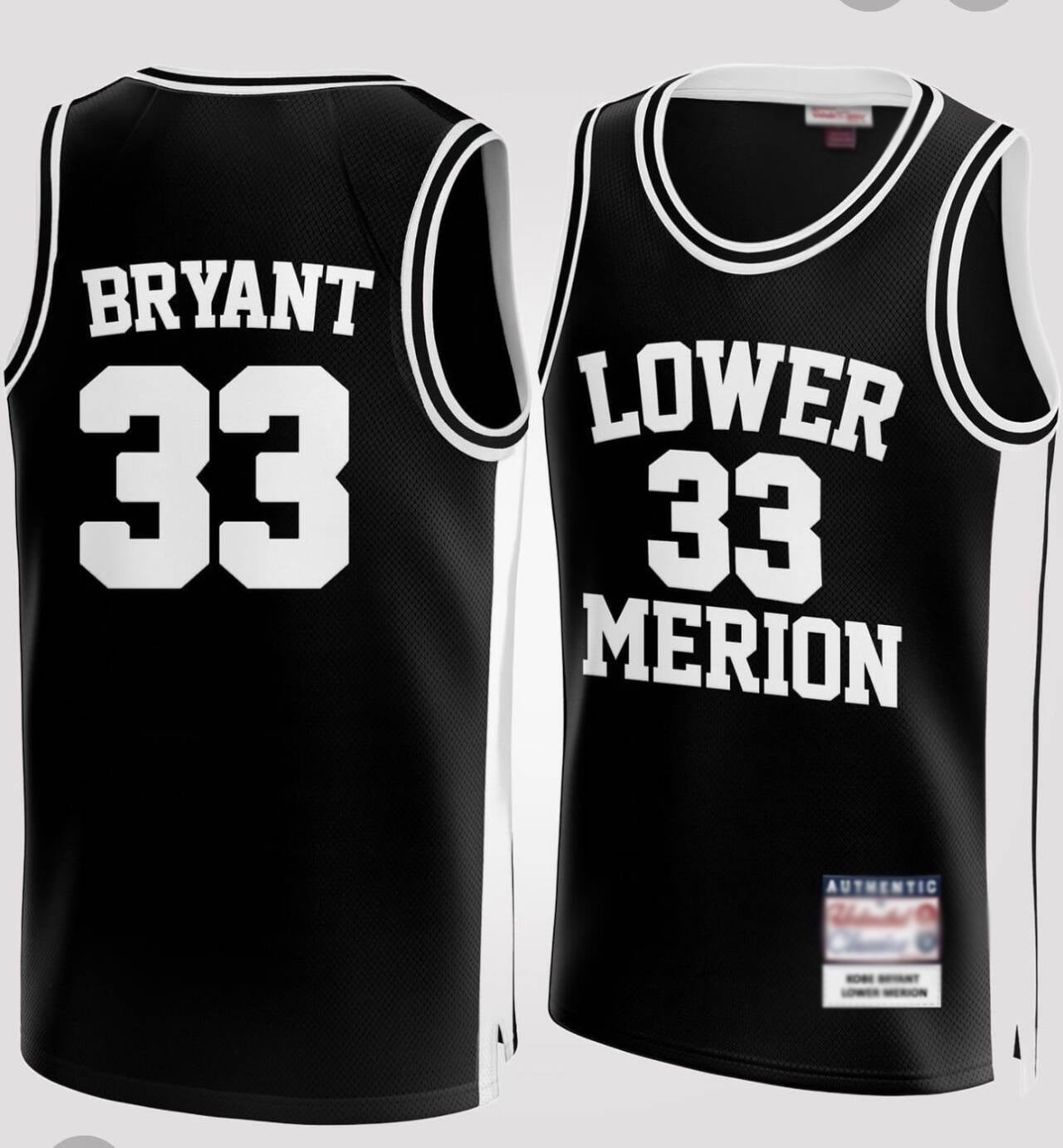 L.Merion #33 Kobe Bryant Black High School Authentic Embroidered Stitched Basketball Jersey