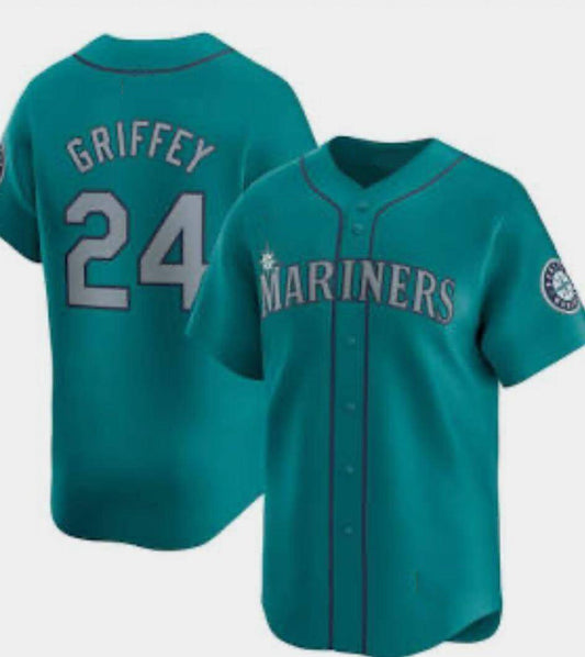 Seattle Mariners #24 Ken Griffey Jr. Aqua Limited Stitched Baseball Jersey