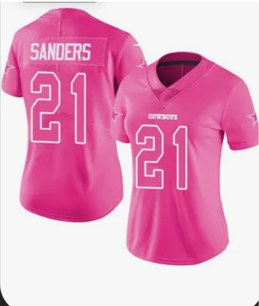 D.Cowboy #21 Deion Sanders Pink Stitched Limited Rush Fashion Stitched American Football Jerseys