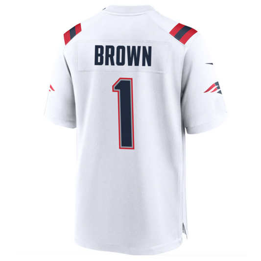 NE.Patriots #1 A.J. Brown White Team Game Stitched American Football Jerseys