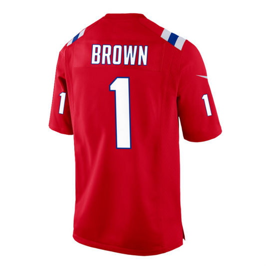 NE.Patriots #1 A.J. Brown Red Team Game Stitched American Football Jerseys