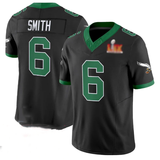 P.Eagles #6 DeVonta Smith Black 2025 SB LIX Patch F.U.S.E. Throwback Vapor Untouchable Limited Stitched Football Jersey