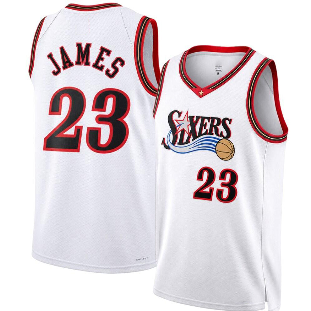 PH.76ers #23 LeBron James White Swingman Jersey - Icon Edition Stitched American Basketball Jersey