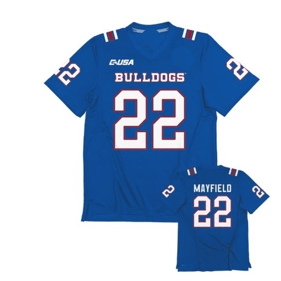 L.Tech Bulldogs #22 Mayfield Blue Stitched American College Jerseys