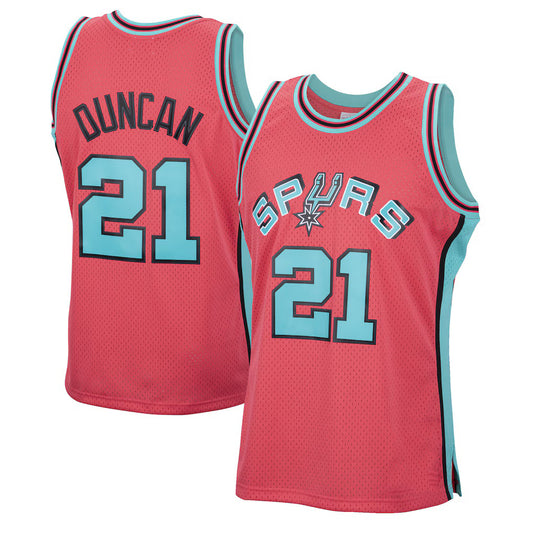S.Antonio Spurs #21 Tim Duncan Mitchell & Ness Pink 1998-99 Hardwood Classics Reload Swingman Stitched American Basketball Jersey
