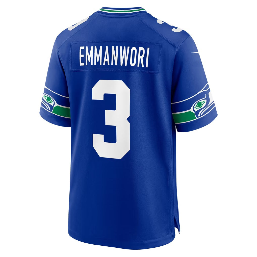 S.Seahawks #3 Nick Emmanwori Royal Alternate Game Player Football Jersey
