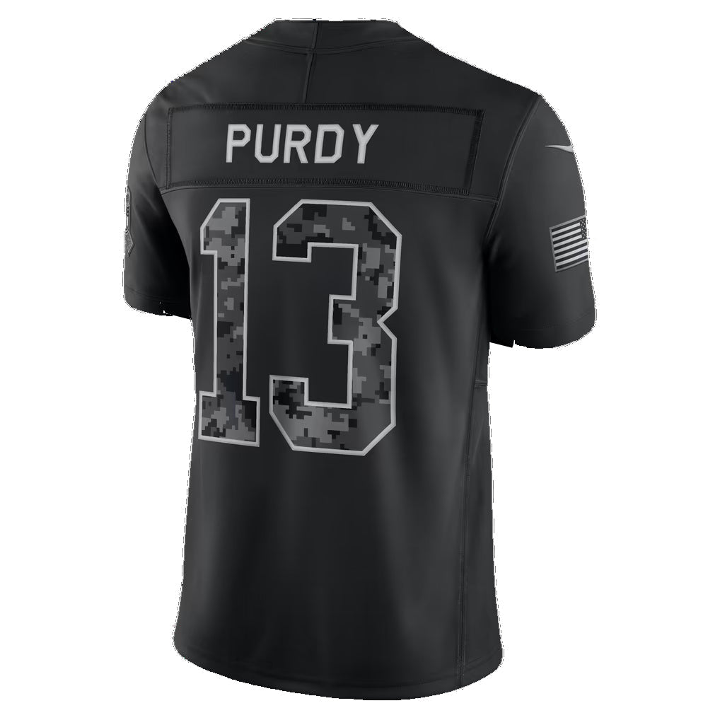 SF.49ers #13 Brock Purdy Black 2026 Salute to Service Stitched Limited Football Jersey
